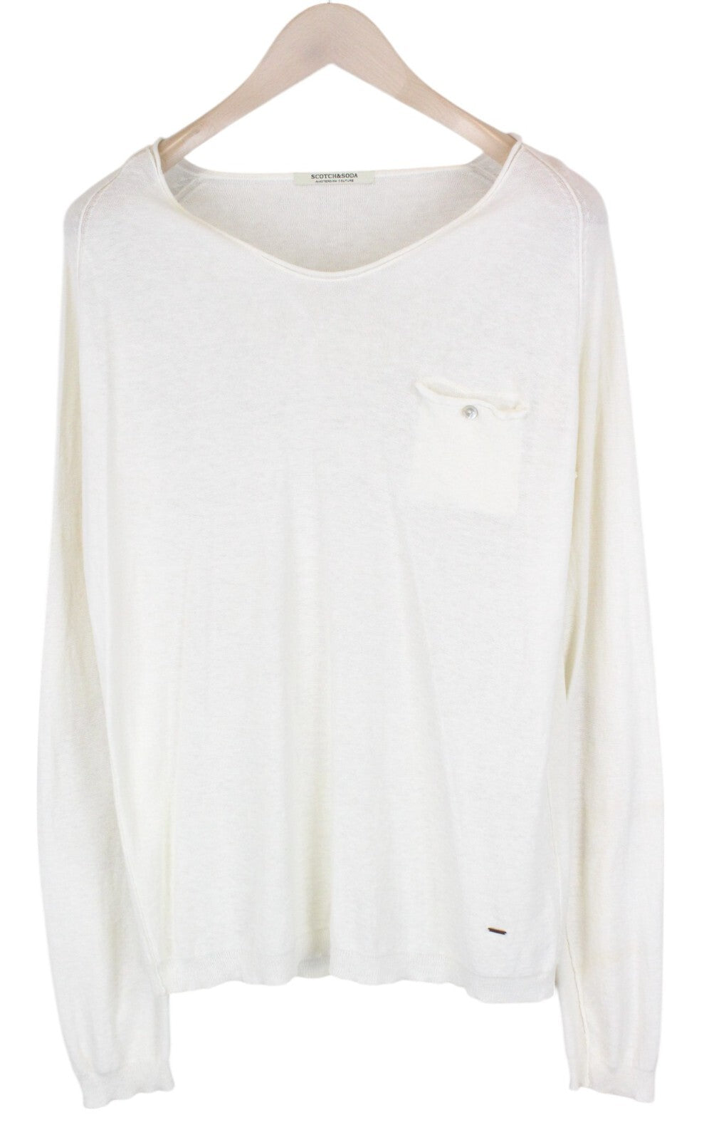 SCOTCH & SODA Ams Couture Mens Beige Pullover Sweatshirt ~M Pocket Long Sleeve