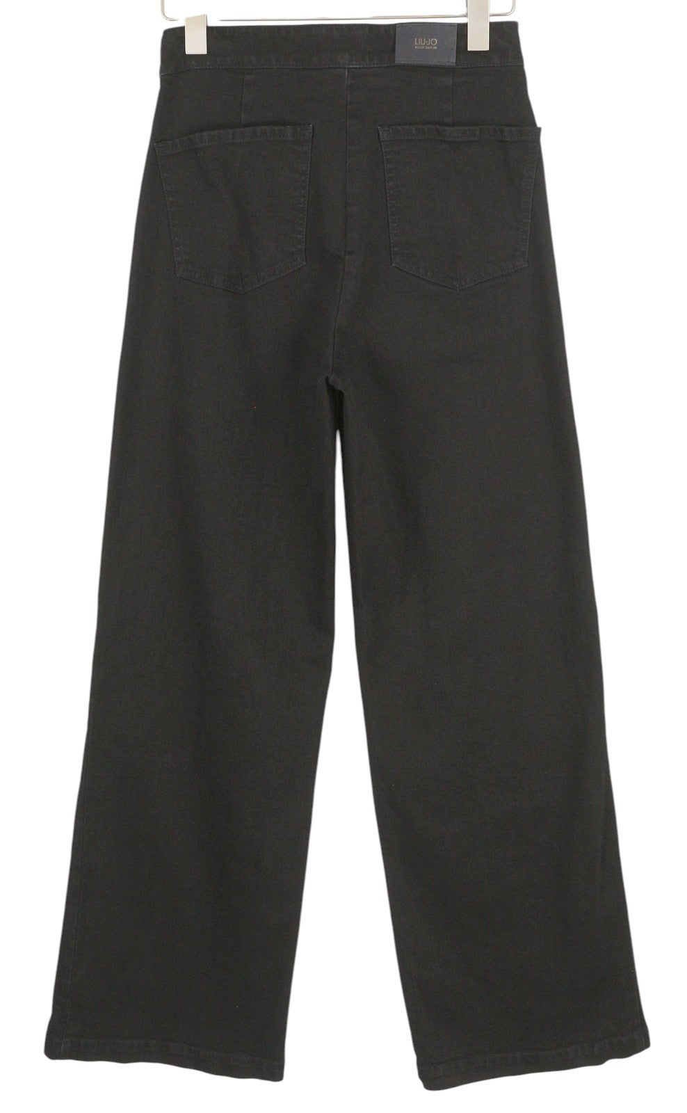 LIU JO Women Jeans W28 High Waist Wide Leg Zipper Closure Denim Black Casual