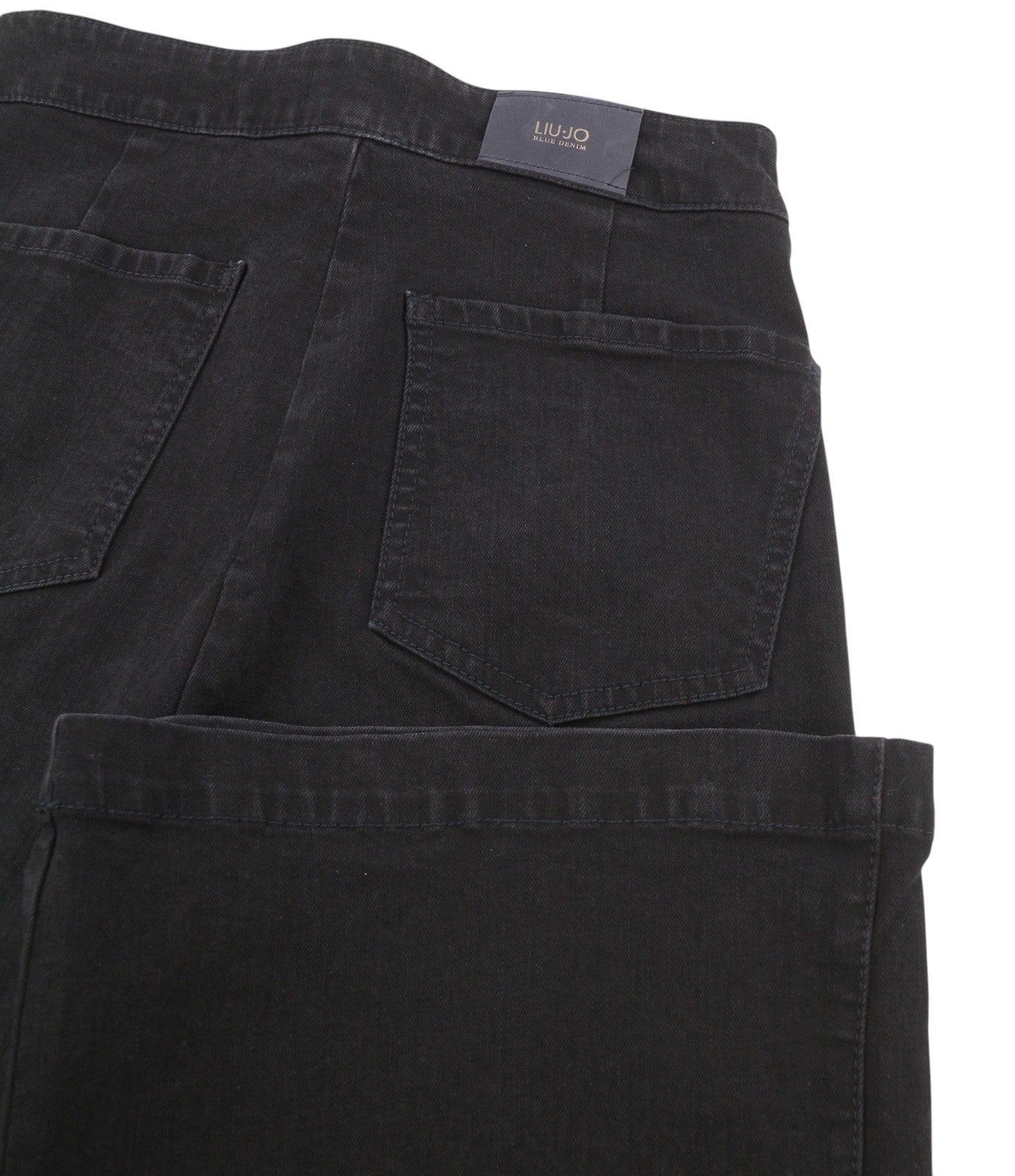 LIU JO Women Jeans W28 High Waist Wide Leg Zipper Closure Denim Black Casual