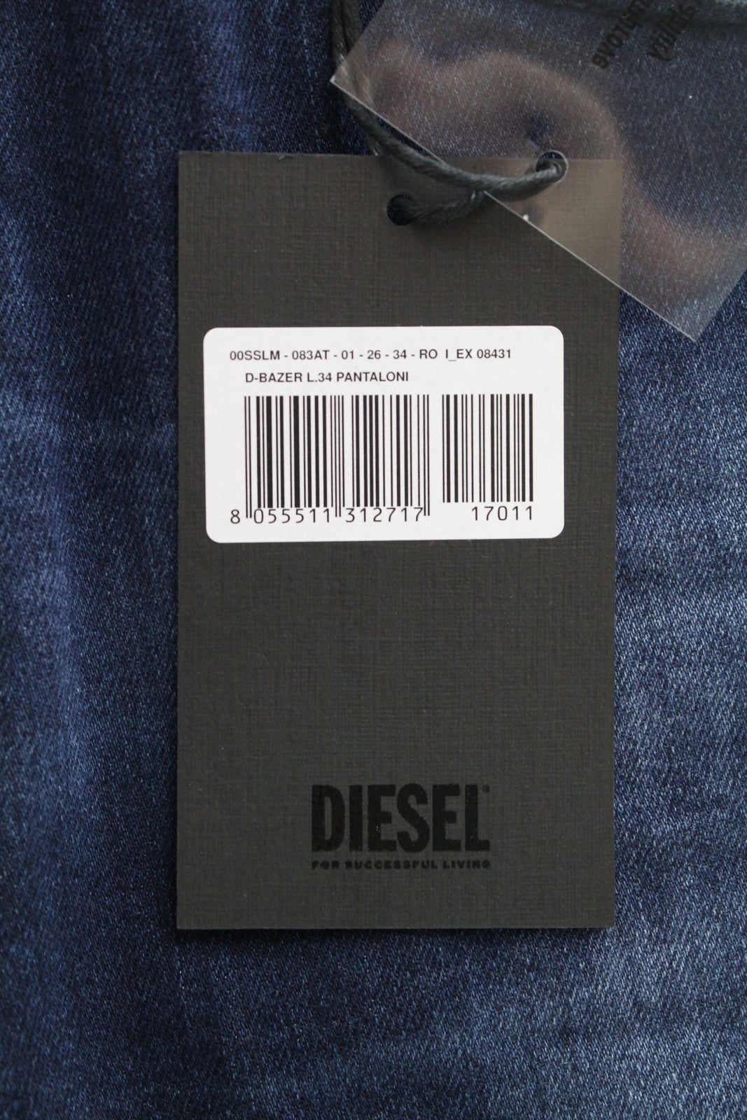 DIESEL D-Bazer 083AT Men's Jeans W26 L34 Blue Taper Fit Coated Stretch Cotton