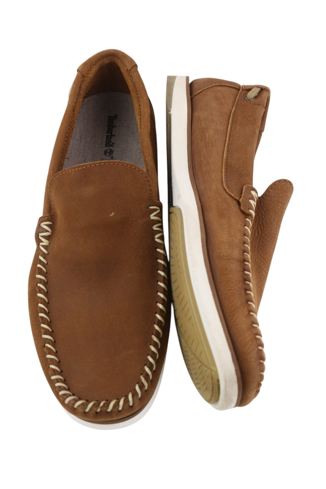 TIMBERLAND A2A92 Men Shoes EU43 Brown Leather Boat Slip On True Cloud Comfort