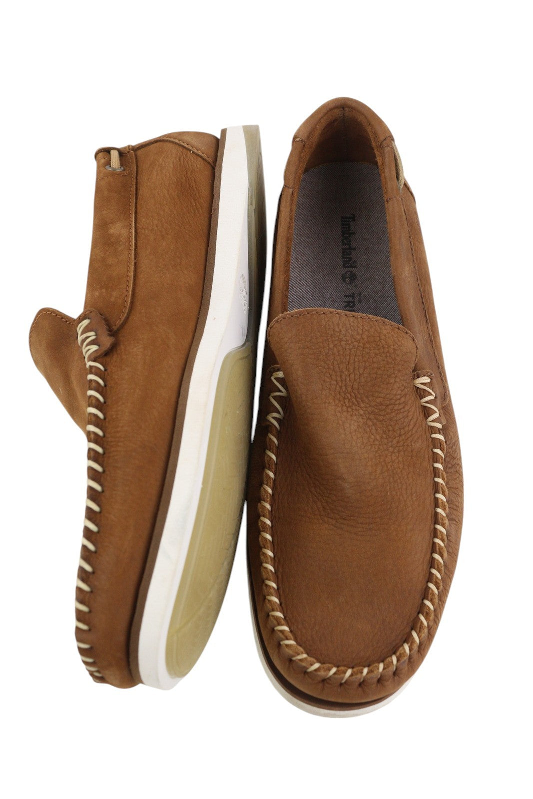 TIMBERLAND A2A92 Men Shoes EU43 Brown Leather Boat Slip On True Cloud Comfort