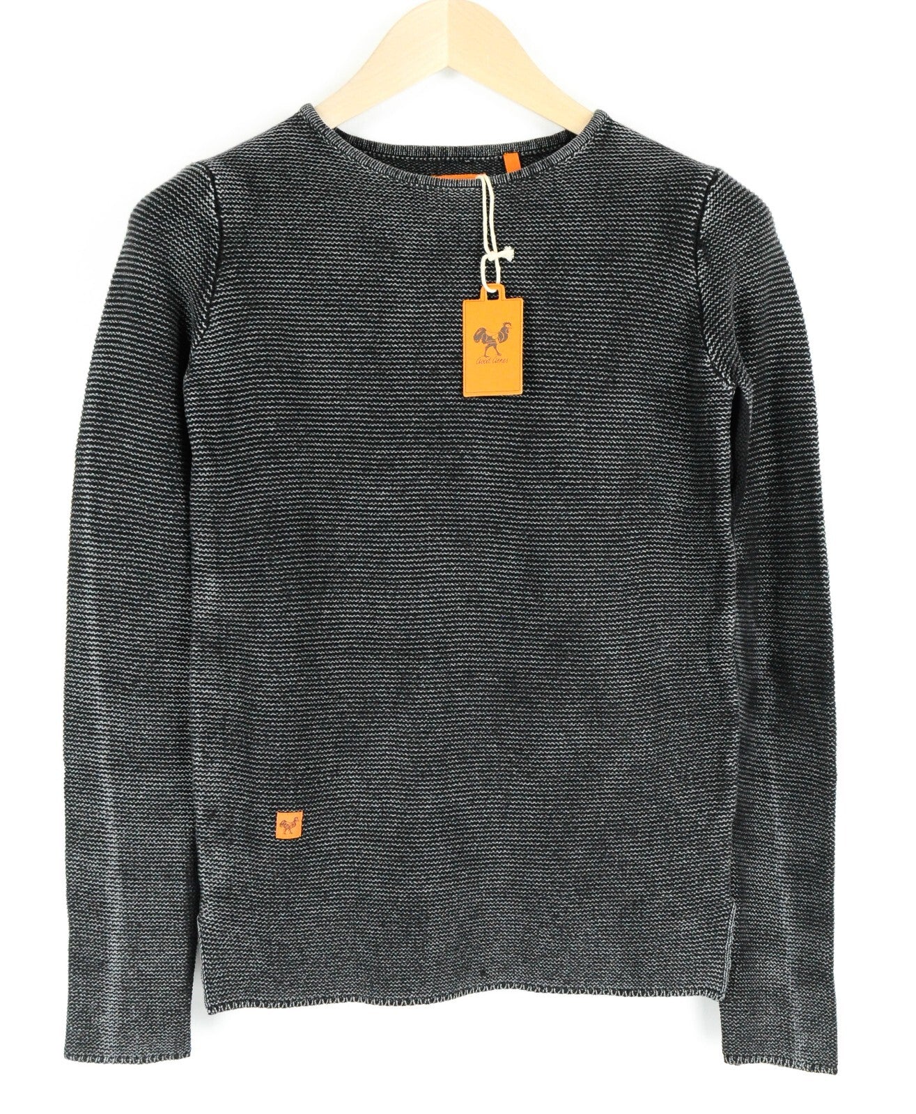 GOOD GENES Mens Pullover Jumper XS Black  Cotton Knit Long Sleeve Sweater