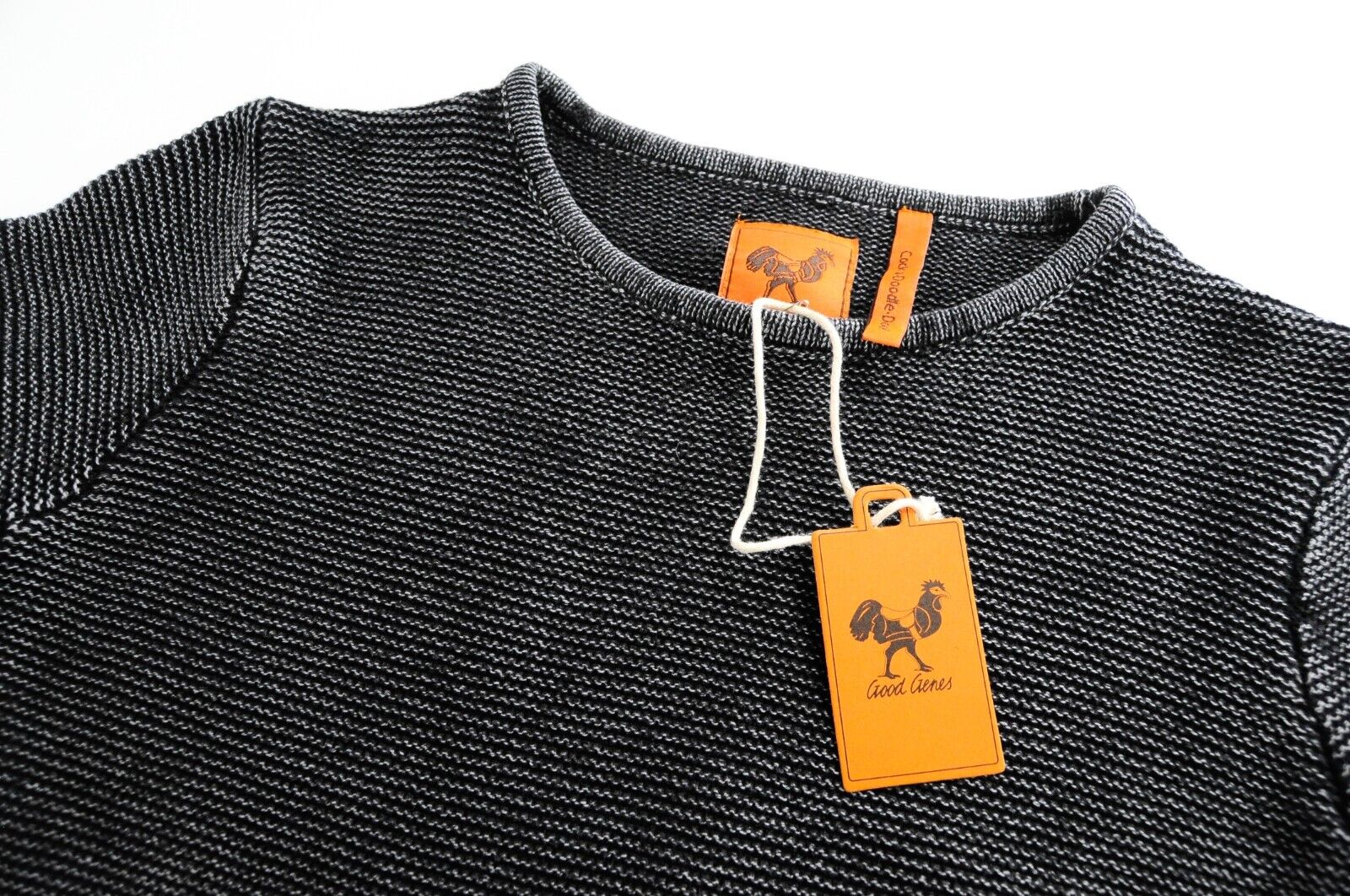 GOOD GENES Mens Pullover Jumper XS Black  Cotton Knit Long Sleeve Sweater