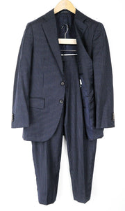 SUITSUPPLY Lazio Mens Suit UK38R Navy Slim  2 Pc Super  Wool Stripe