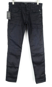 REPLAY Anbass Mens Jeans W30/L34 Navy Coated Slim  Stretchy Cotton 5-Pocket