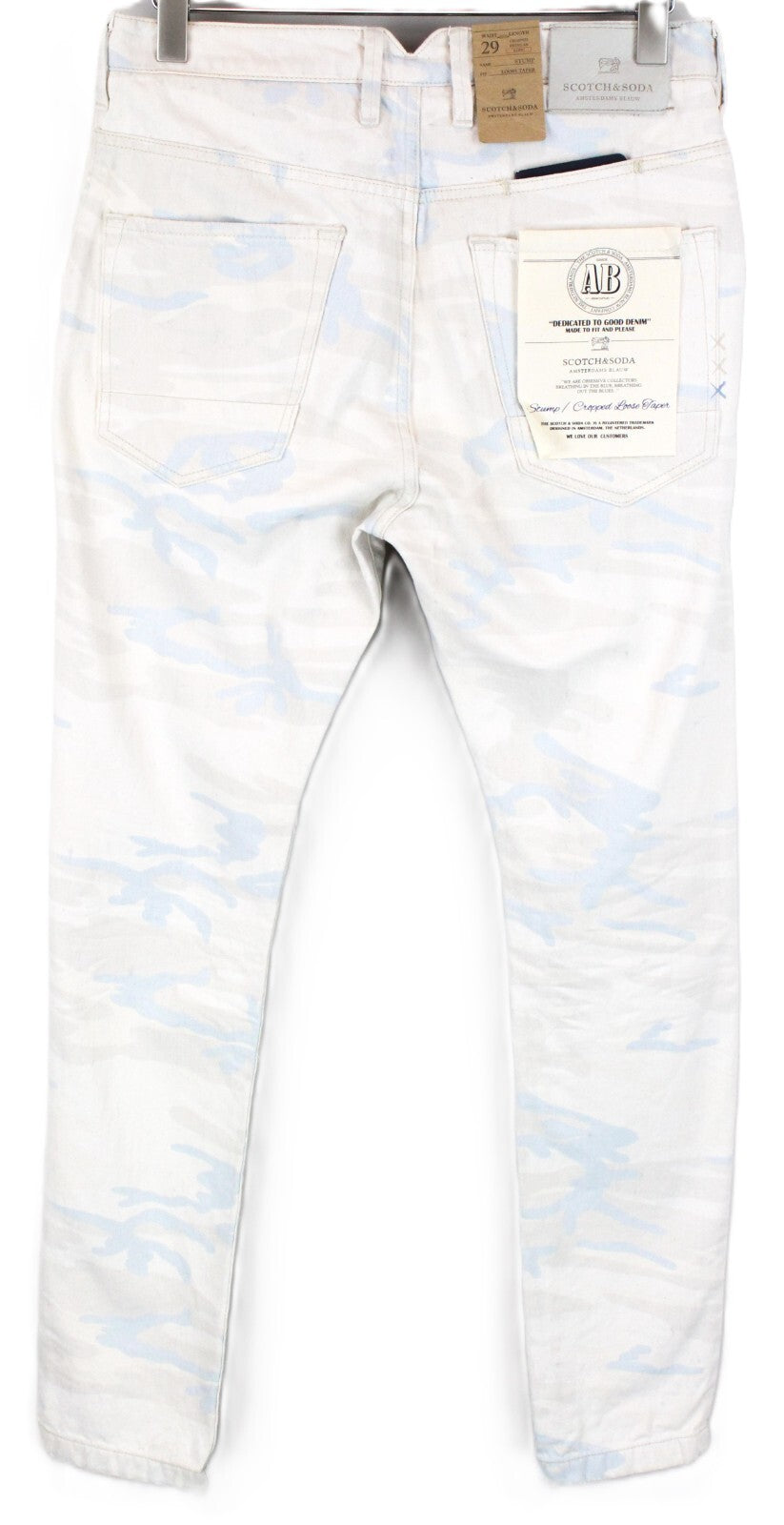 SCOTCH & SODA Stump Mens W29 Trousers Loose Grey Cotton Military Patterned