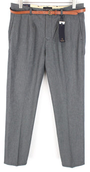 SCOTCH & SODA Stuart Mens Pants W33/L32 Slim Grey Cotton Pleated Belted