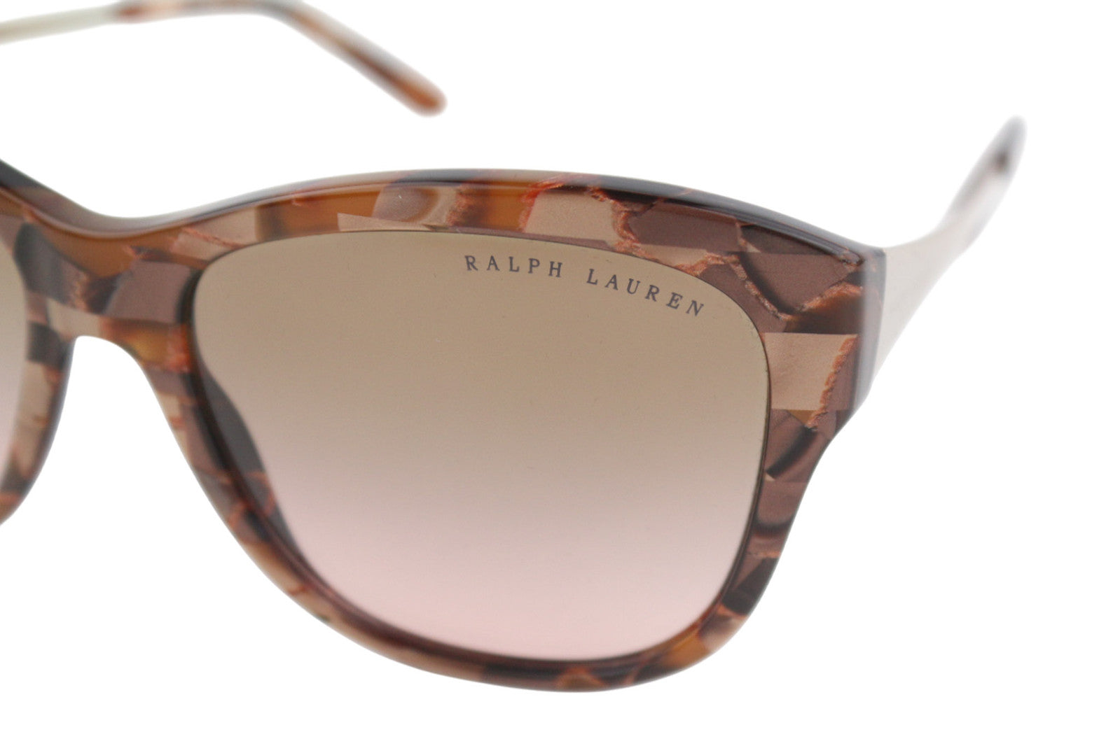 RALPH LAUREN Women Sunglasses 0RL8187 Shiny Brown Marble Pattern Case RRP€160