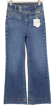 LIU JO Flare Fletti Women Jeans W28 High Waist Wide Leg Washed Denim Blue Logo