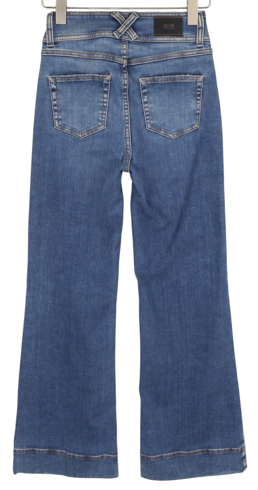 LIU JO Flare Fletti Women Jeans W28 High Waist Wide Leg Washed Denim Blue Logo