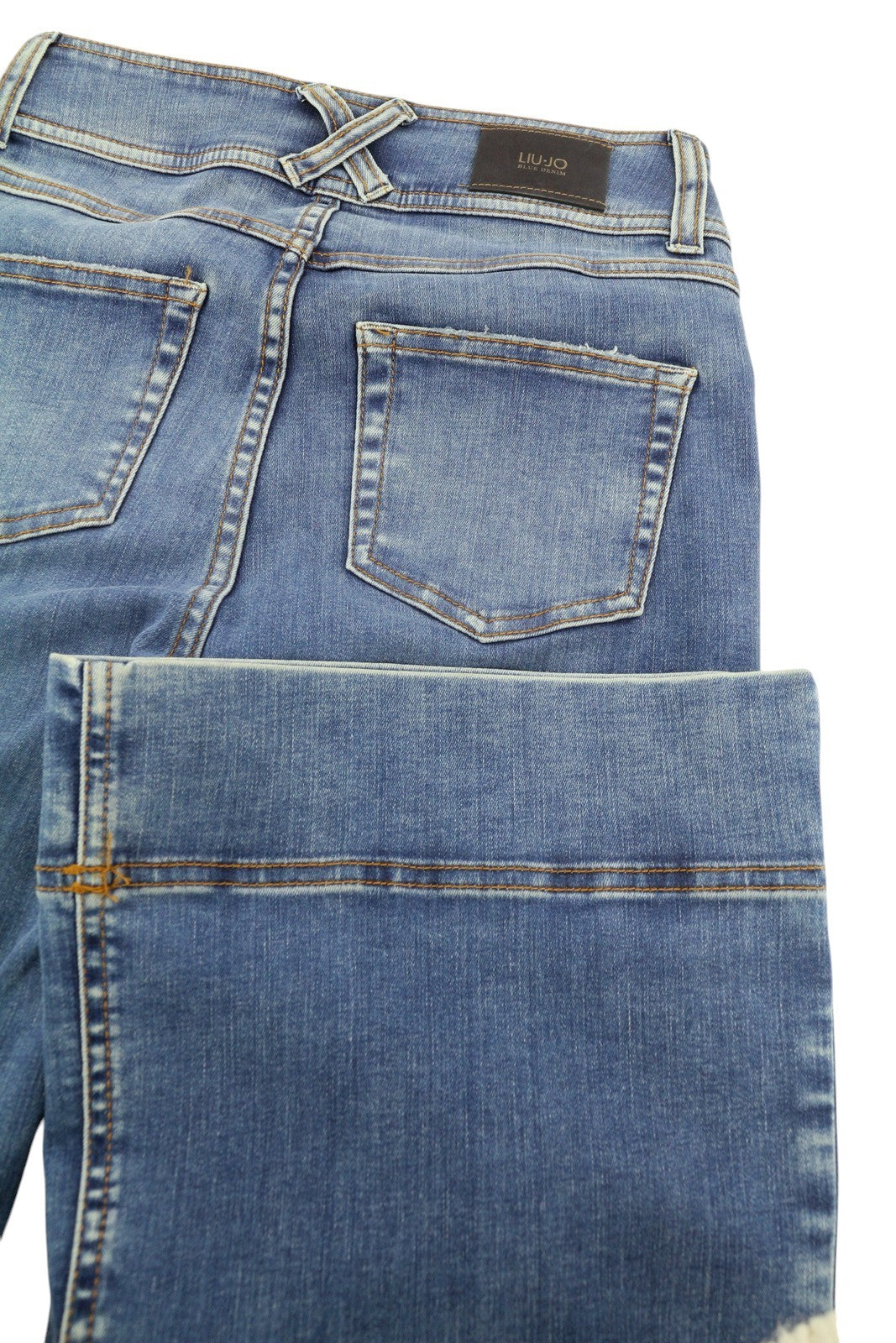 LIU JO Flare Fletti Women Jeans W28 High Waist Wide Leg Washed Denim Blue Logo