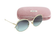 MIU MIU 56XS Women Sunglasses ONE SIZE Oval Gold Tone Details Case RRP€310