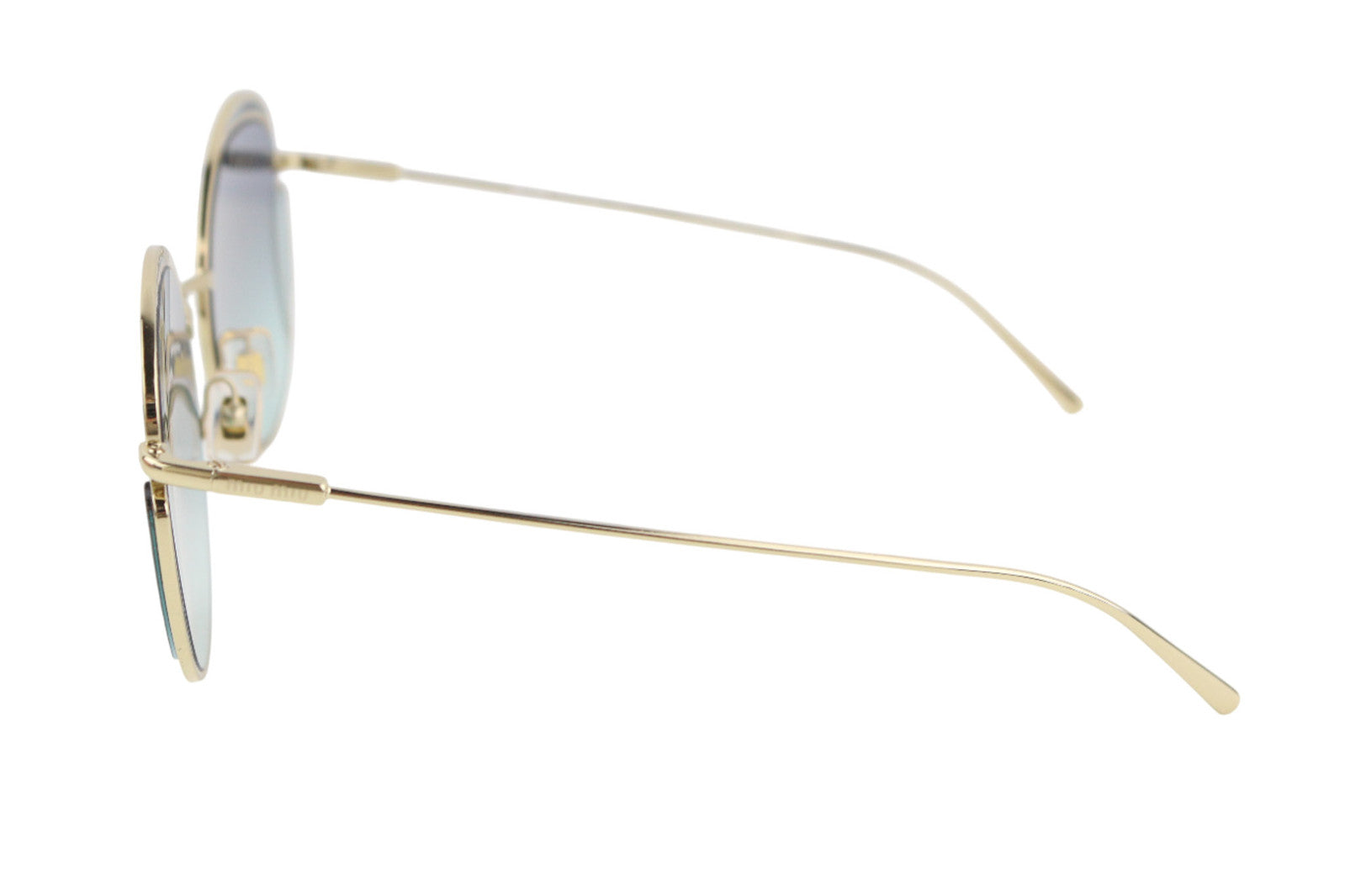 MIU MIU 56XS Women Sunglasses ONE SIZE Oval Gold Tone Details Case RRP€310