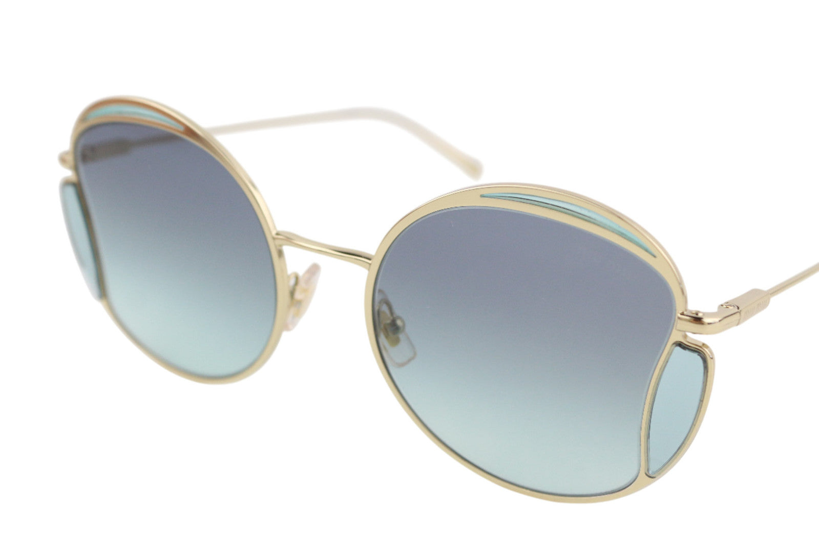 MIU MIU 56XS Women Sunglasses ONE SIZE Oval Gold Tone Details Case RRP€310