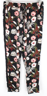 MAISON SCOTCH Womens Trousers M Pull On Lightweight Black Floral Pattern