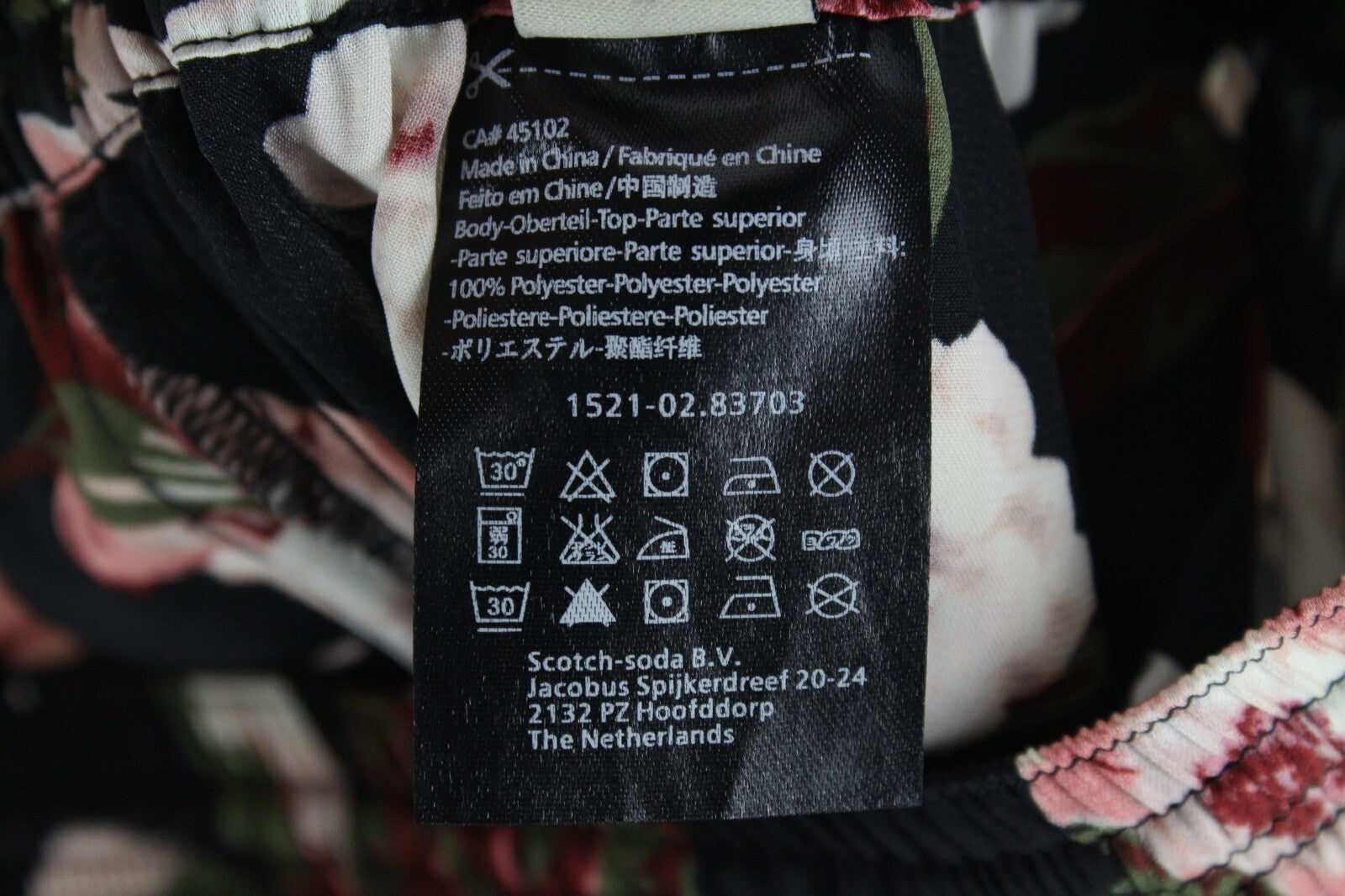 MAISON SCOTCH Womens Trousers M Pull On Lightweight Black Floral Pattern