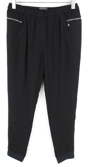 MAISON SCOTCH Womens Pull-On Trousers M Black Stretchy Zip Pockets Casual Look