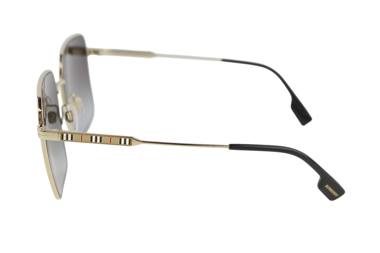 BURBERRY Jude Women Sunglasses ONE SIZE Dark Square Gold Tone Details RRP€269