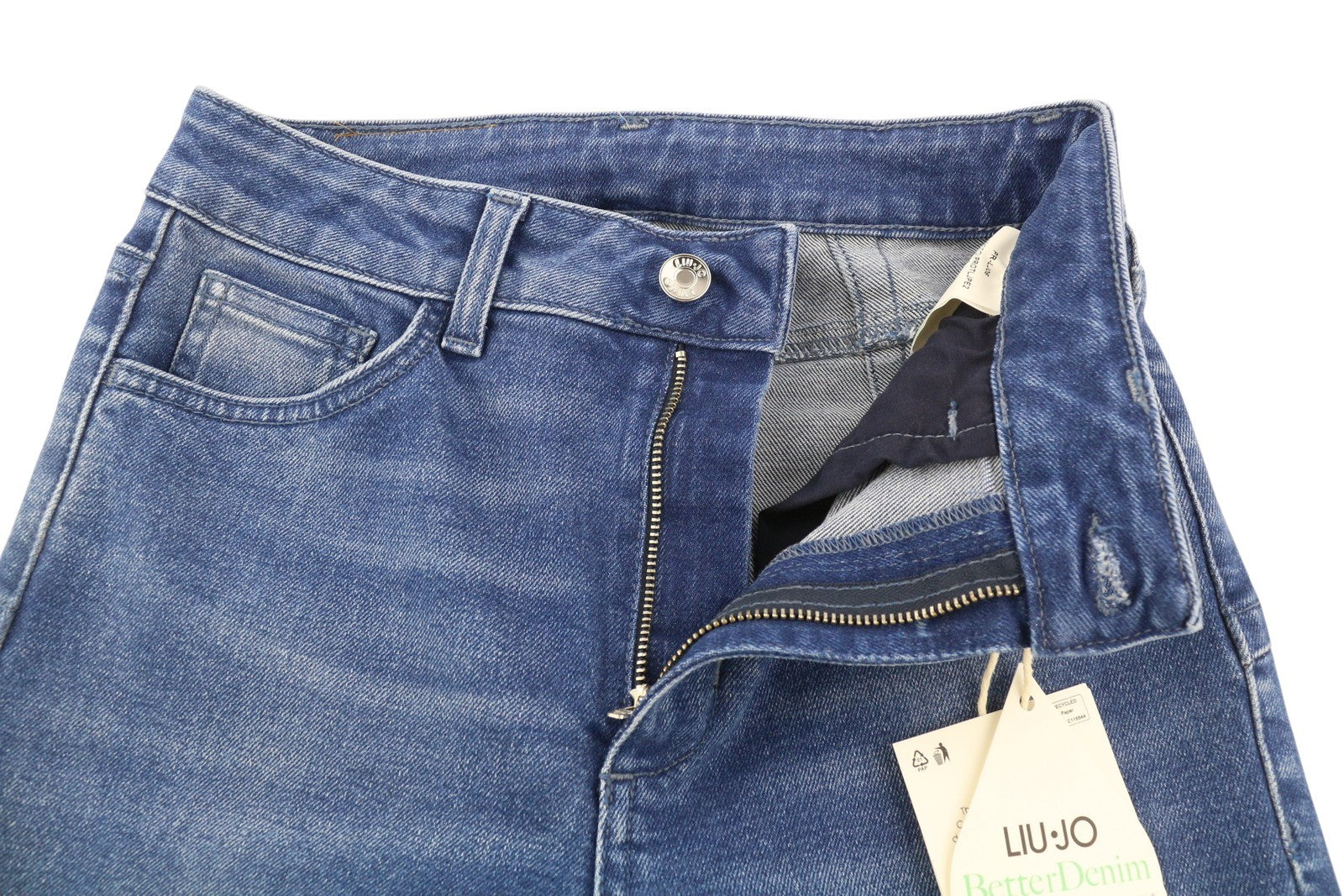 LIU JO Beat Good Women Jeans W28 High Waist Bootcut Fit Washed Denim Blue Casual