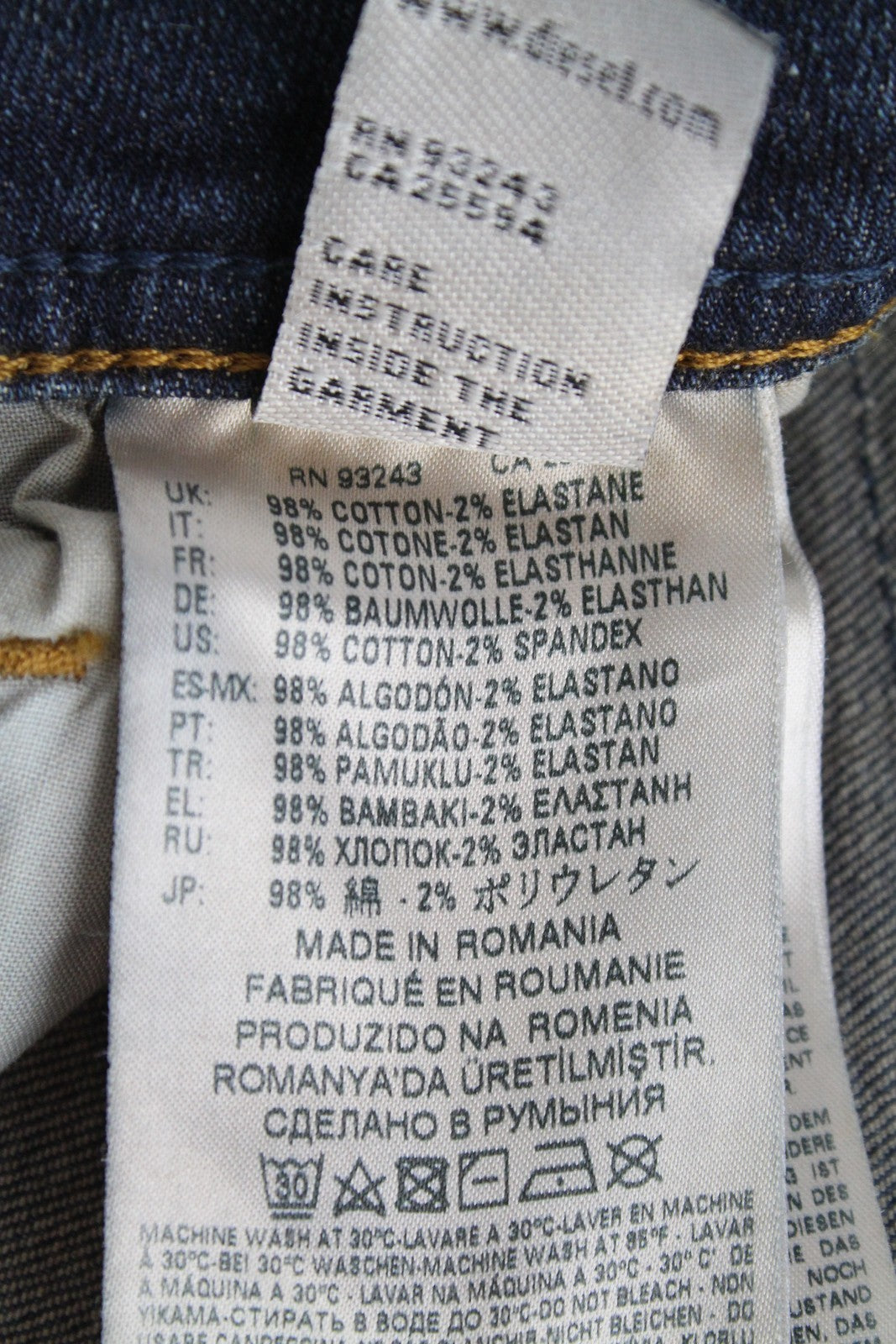 DIESEL Sleenker 069DG Men's Jeans W29 L32 Skinny Fit 5-Pocket Blue Cotton