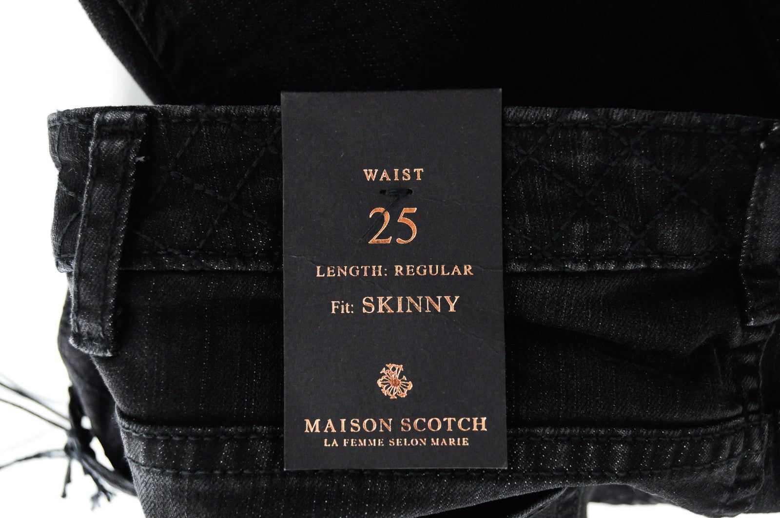 MAISON SCOTCH Womens Jeans W25 Black Skinny  Cotton Stretchy Lace Up Sides