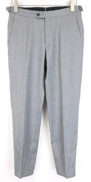 SUITSUPPLY Brescia Men Trousers UK32R Grey Slim Wool Silk Herringbone Classic