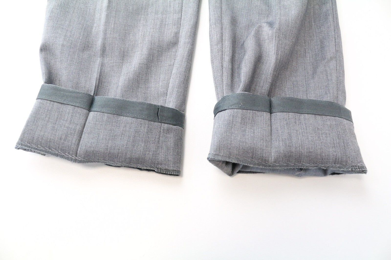 SUITSUPPLY Brescia Men Trousers UK32R Grey Slim Wool Silk Herringbone Classic