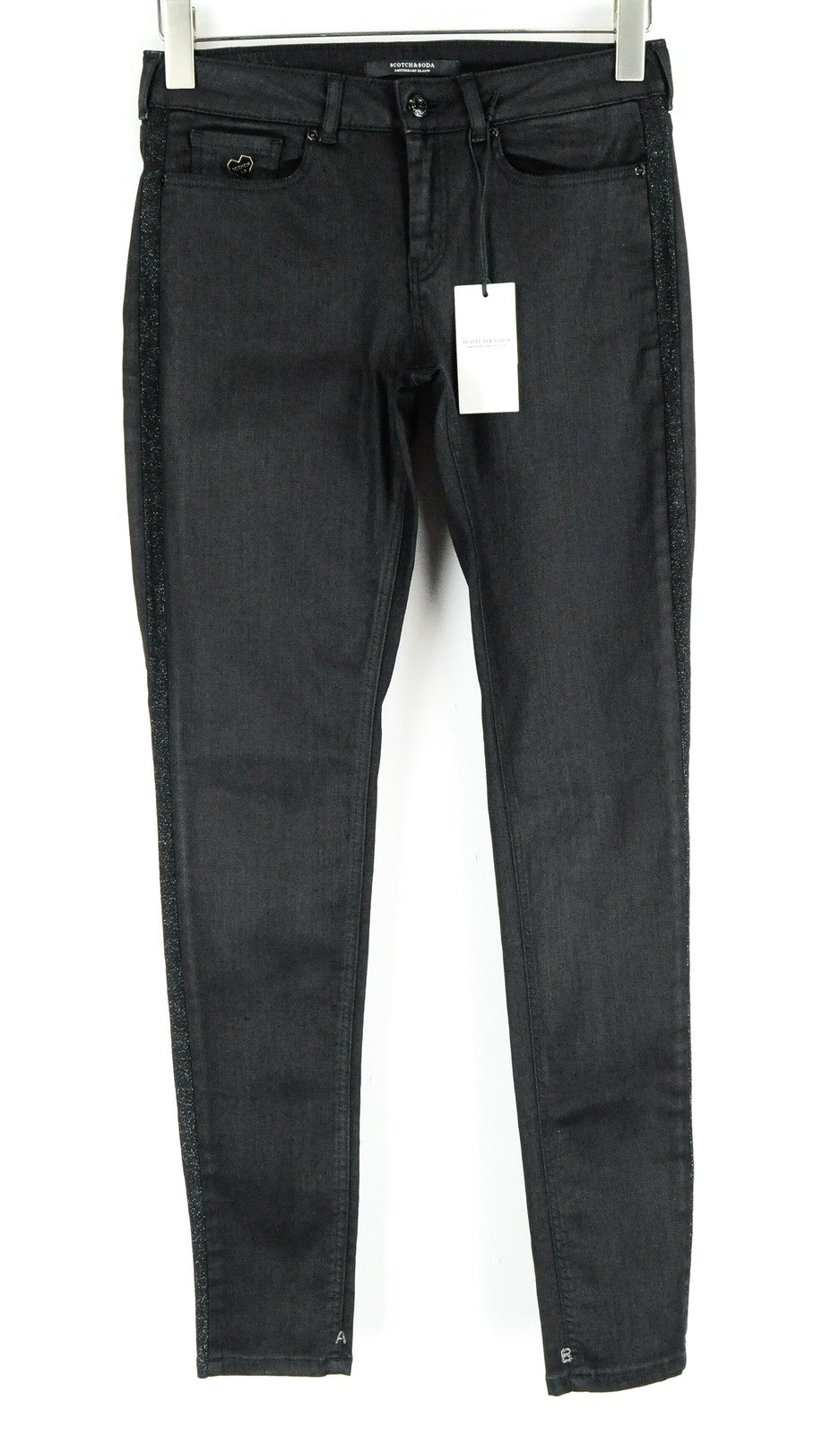 SCOTCH & SODA Ams Blauw Womens Jeans W27/L32 Black Side-Line Skinny 5-Pocket