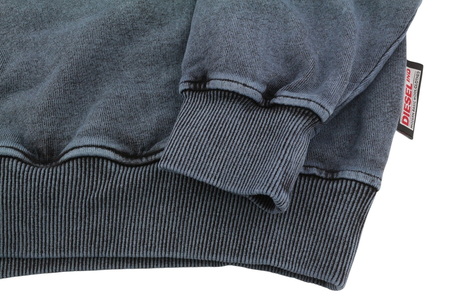 DIESEL S-Ginn-Hood-E1 Mens Hoodie L Washed Grey Distress Hood Kangaroo RRP€195