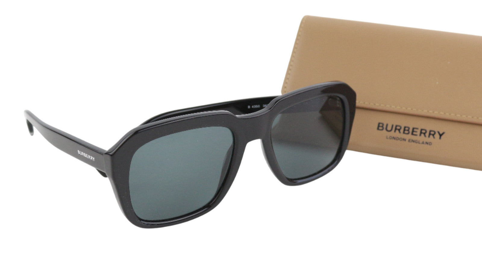 BURBERRY Astley Men Women Sunglasses Unisex Dark Black Square RRP€269