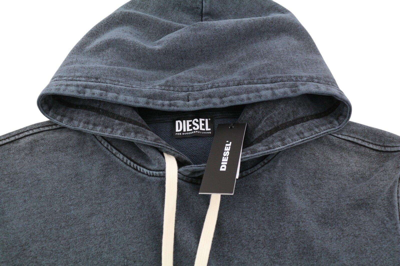DIESEL S-Ginn-Hood-E1 Mens Hoodie L Washed Dark Grey Distress Kangaroo RRP€195