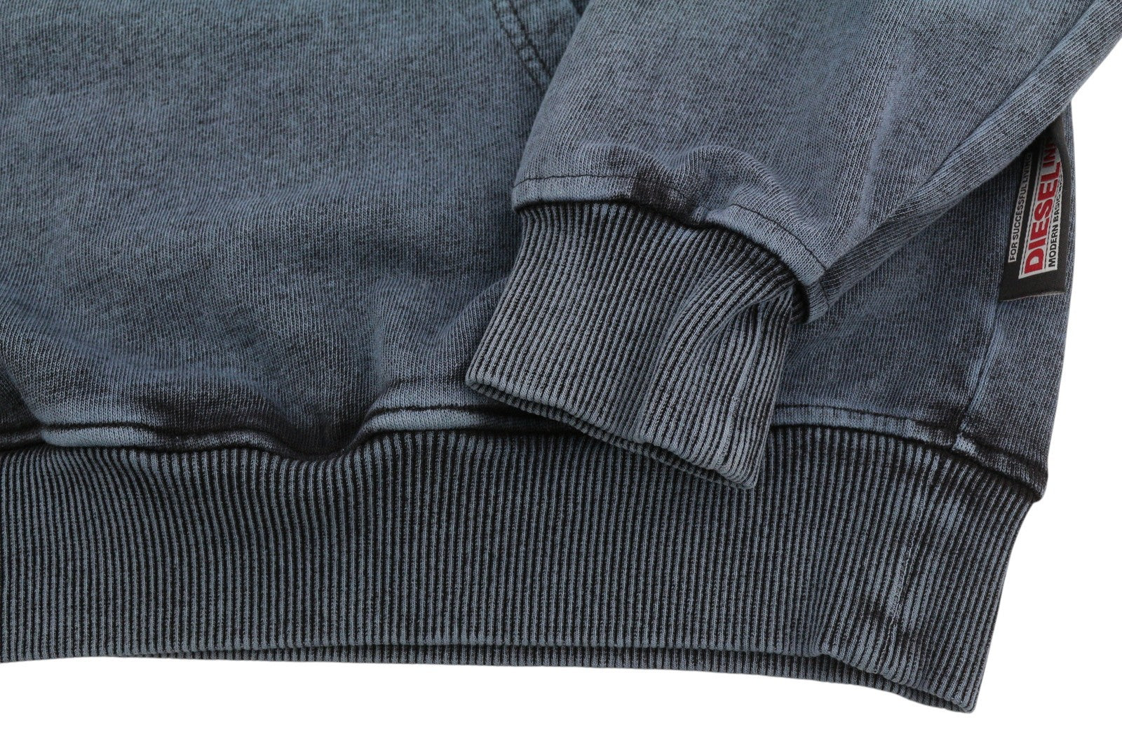 DIESEL S-Ginn-Hood-E1 Mens Hoodie L Washed Dark Grey Distress Kangaroo RRP€195