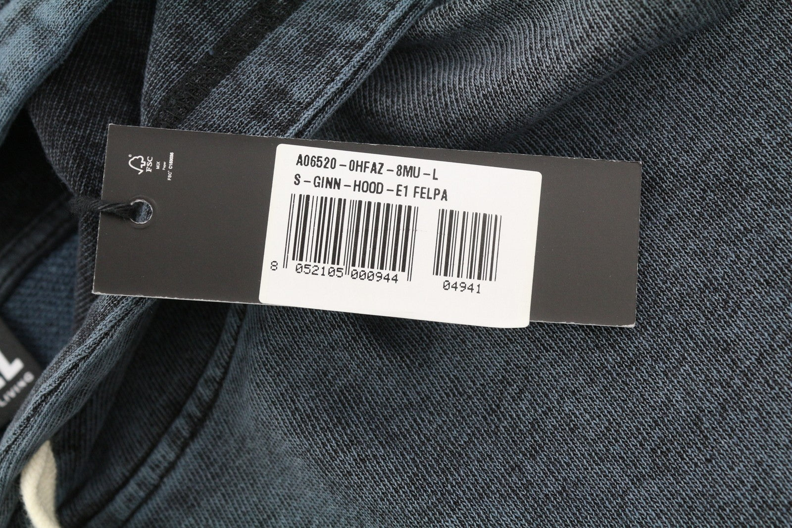 DIESEL S-Ginn-Hood-E1 Mens Hoodie L Washed Dark Grey Distress Kangaroo RRP€195