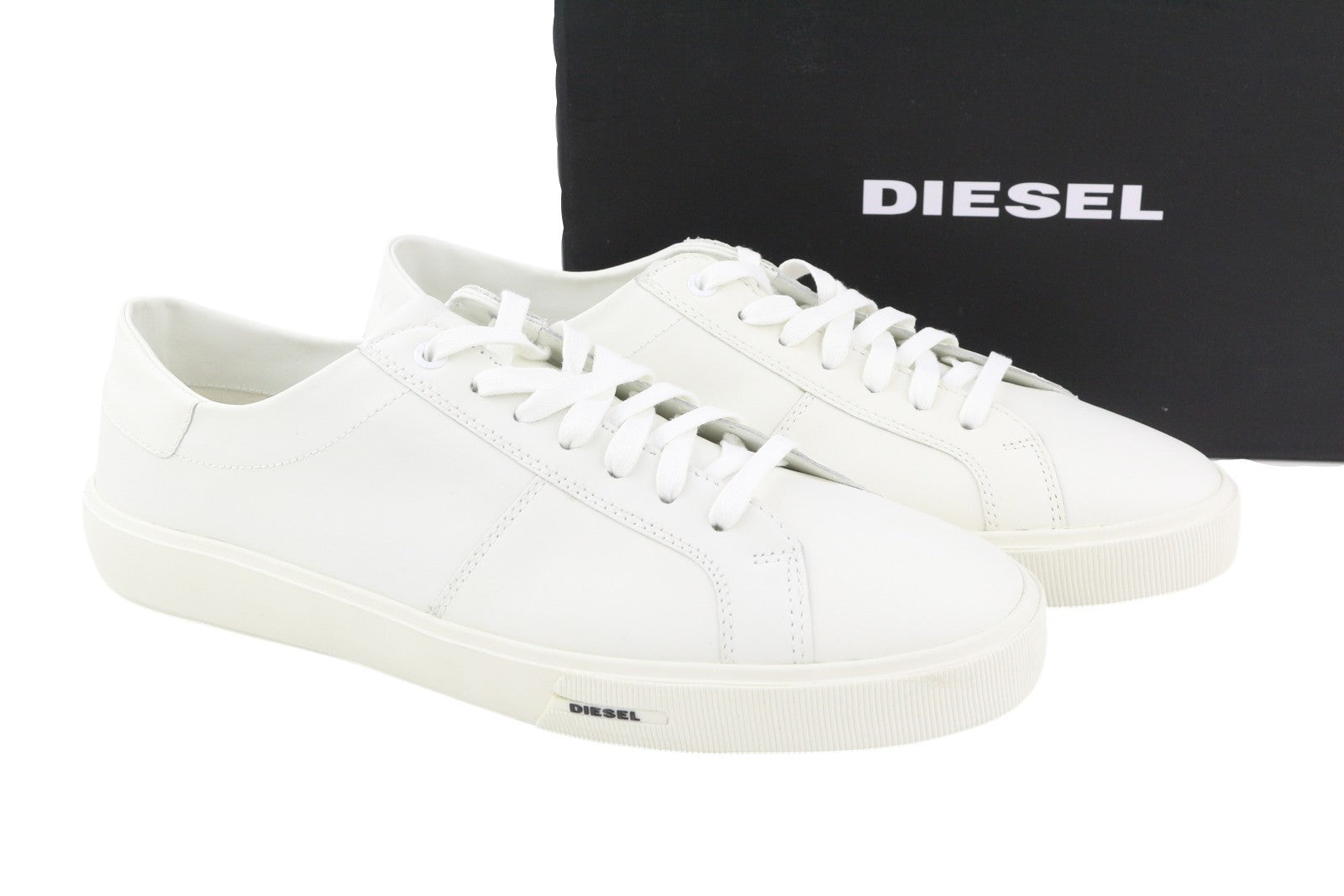 DIESEL S-Mydori LC Mens Sneakers EU45 Leather Round Toe Lace Up Low Top RRP€160