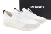 DIESEL S-Kby Stripe Mens Sneakers EU44 White Low Top Lace Up Almond Toe RRP€170