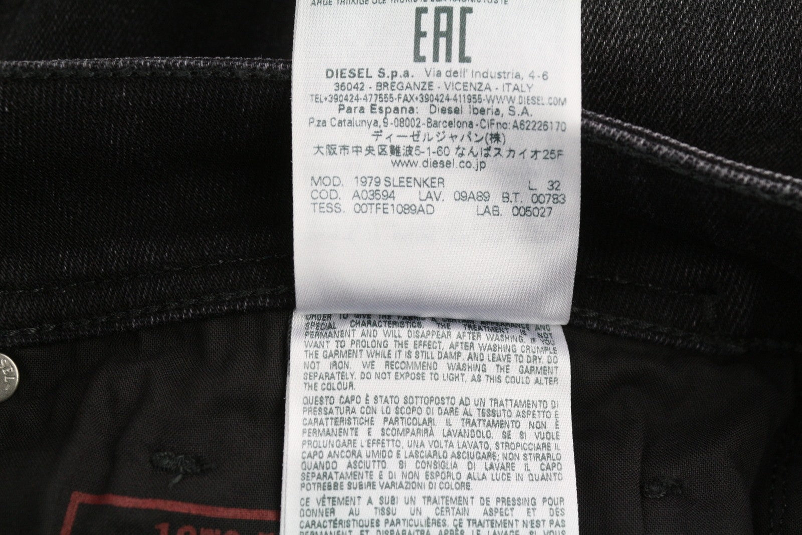 DIESEL 1979 Sleenker 09A89 Men Jeans W36/L32 Skinny Distress Black RRP€275