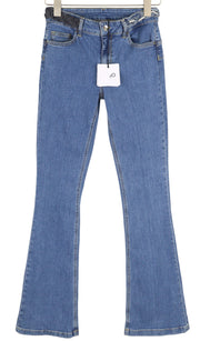 LIU JO Up Beat Women Jeans W28 Bottom Up Braid Half Belt Bootcut Fit Zip Blue