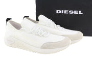 DIESEL S-Kby Stripe Mens Sneakers EU46 White Low Top Lace Up Almond Toe RRP€170