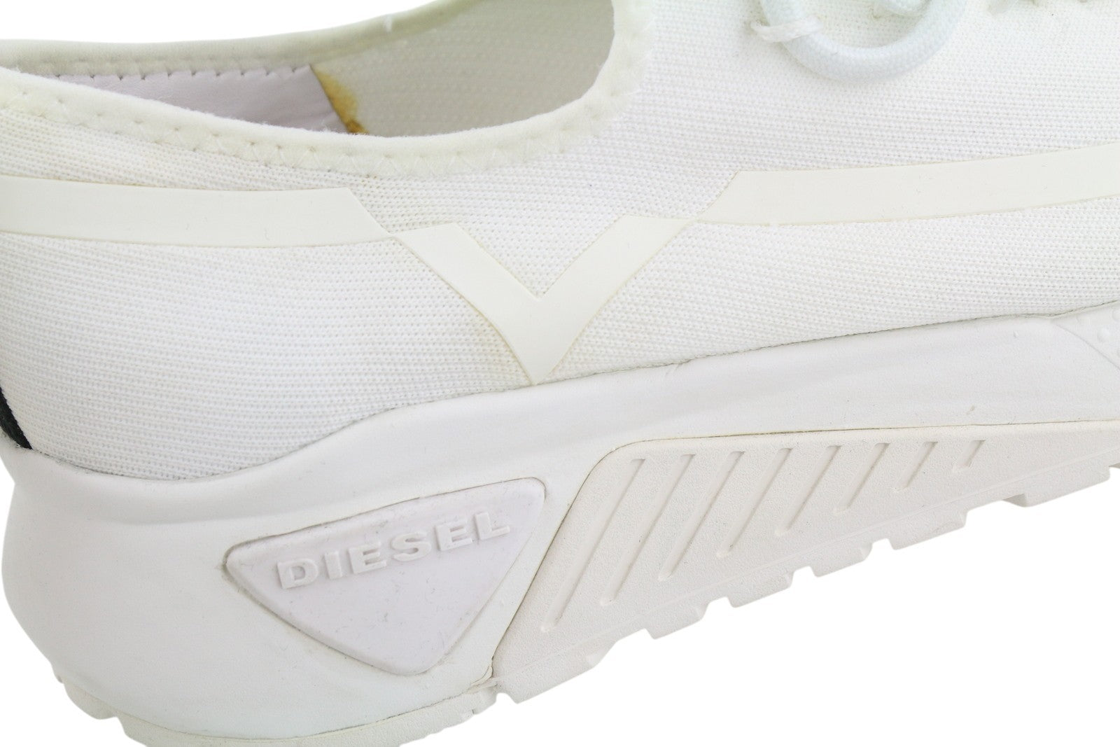 DIESEL S-Kby Stripe Mens Sneakers EU46 White Low Top Lace Up Almond Toe RRP€170