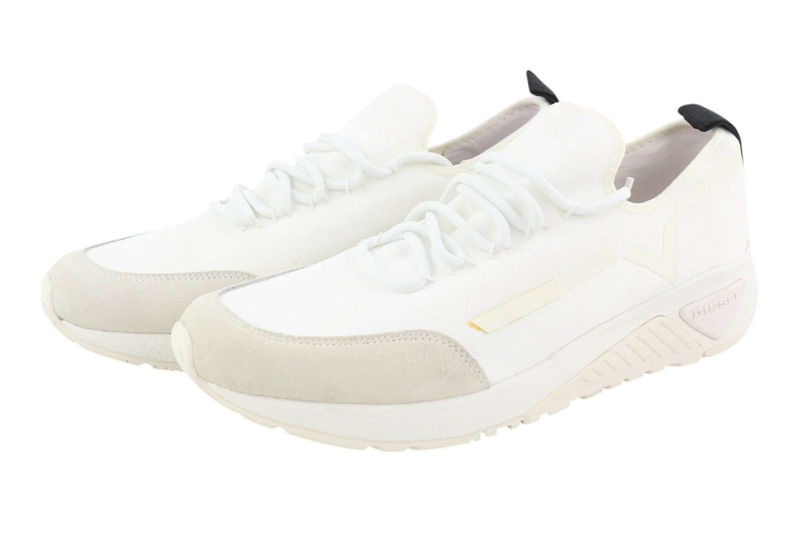 DIESEL S-Kby Stripe Mens Sneakers EU46 White Low Top Lace Up Almond Toe RRP€170