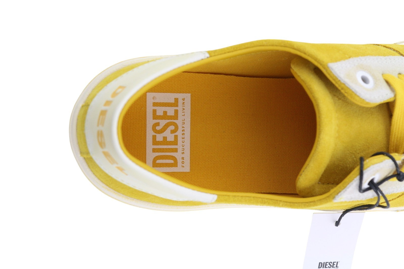 DIESEL S-Mydori LC Mens Sneakers EU44.5 Yellow Suede Leather Low Laced RRP€160