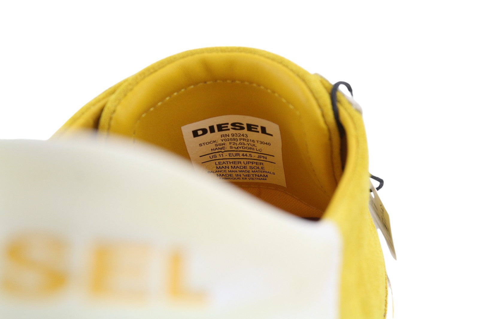 DIESEL S-Mydori LC Mens Sneakers EU44.5 Yellow Suede Leather Low Laced RRP€160