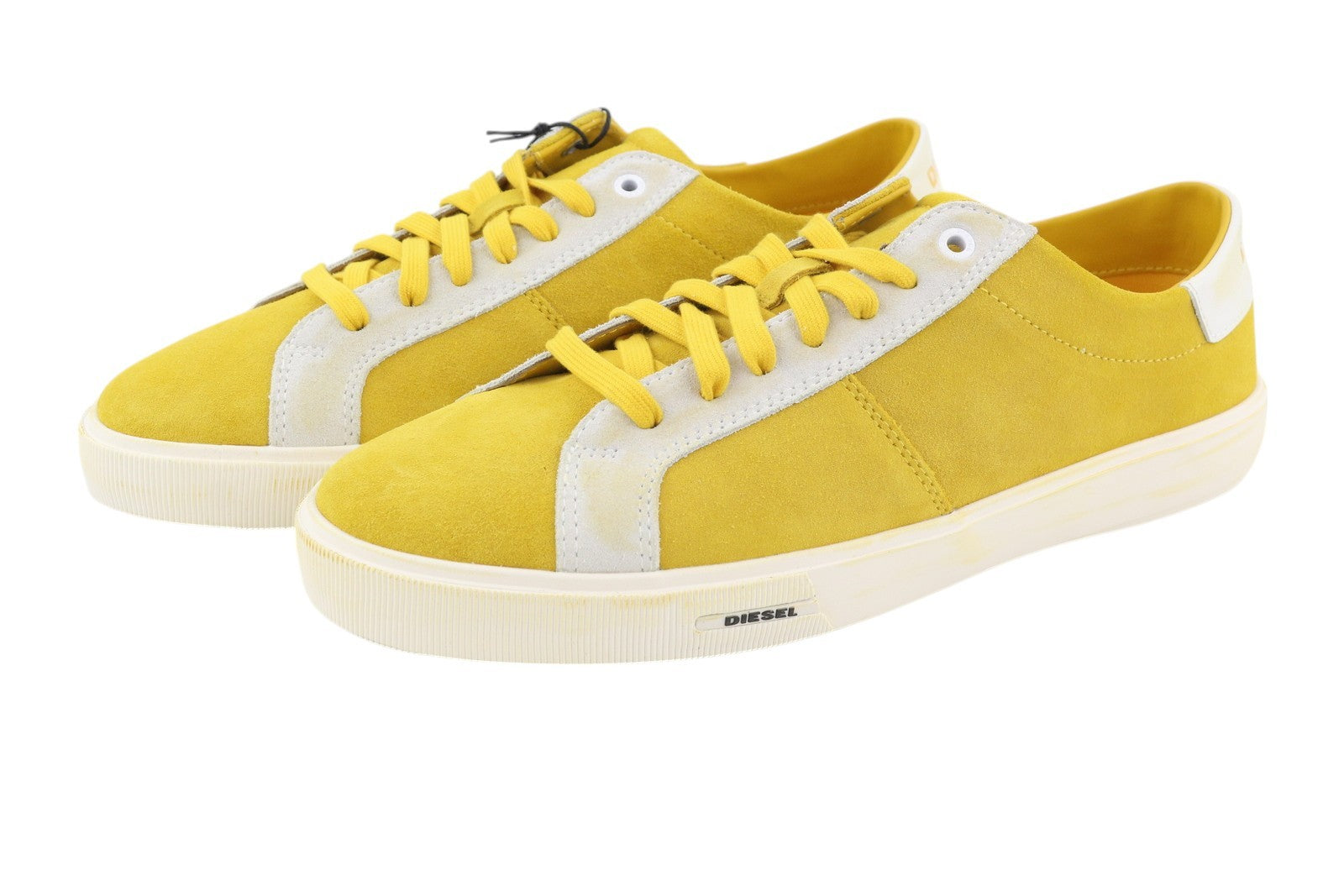 DIESEL S-Mydori LC Mens Sneakers EU44.5 Yellow Suede Leather Low Laced RRP€160