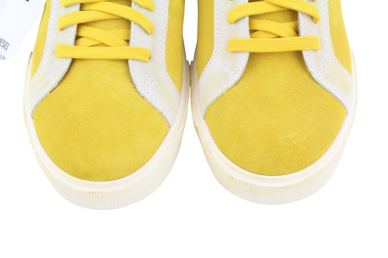 DIESEL S-Mydori LC Mens Sneakers EU44.5 Yellow Suede Leather Low Laced RRP€160
