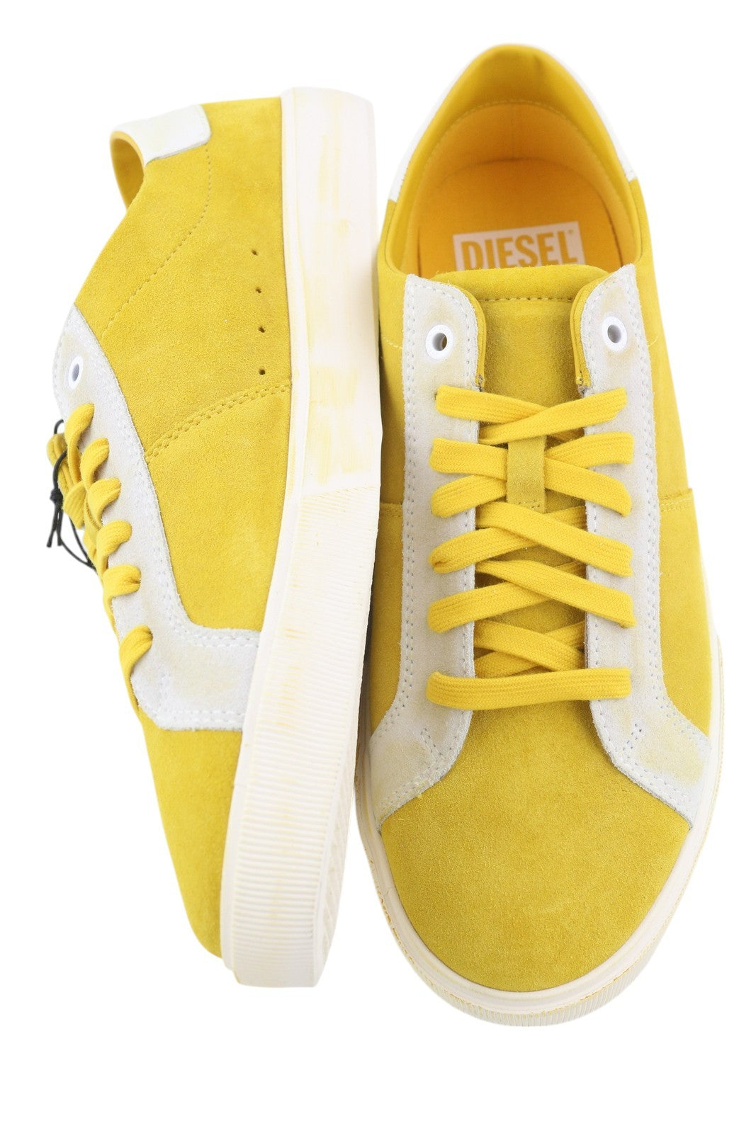 DIESEL S-Mydori LC Mens Sneakers EU44.5 Yellow Suede Leather Low Laced RRP€160