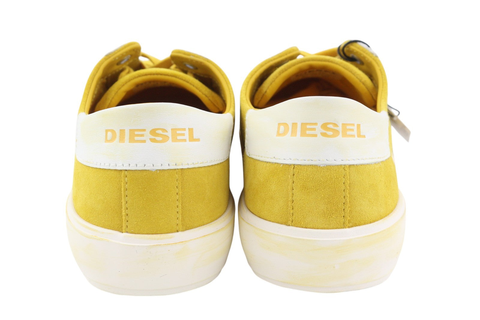 DIESEL S-Mydori LC Mens Sneakers EU44.5 Yellow Suede Leather Low Laced RRP€160