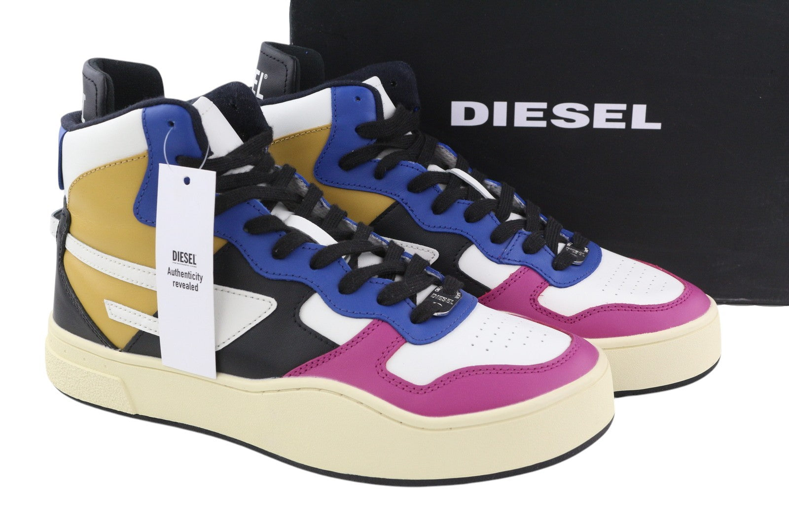 DIESEL S-Ukiyo Mid Mens Sneakers EU44 Cow Leather Colourful Lace Up RRP€195