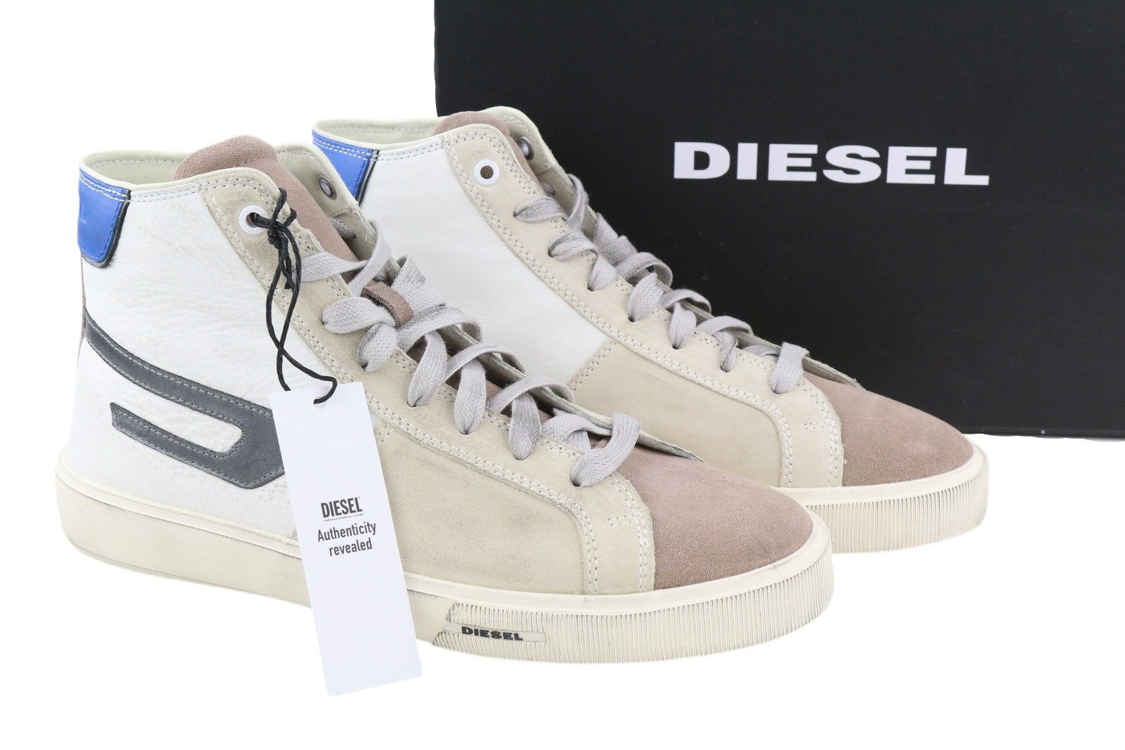 DIESEL S-Mydri ML Mens Sneakers EU42 Leather Light Almond Toe Lace Up RRP€220