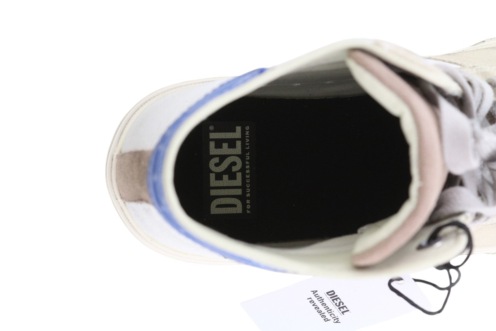 DIESEL S-Mydri ML Mens Sneakers EU42 Leather Light Almond Toe Lace Up RRP€220